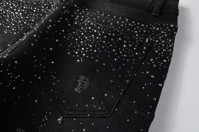 1:1 quality version Star Dot Cross P-Shape Rhinestone Jeans 28920257