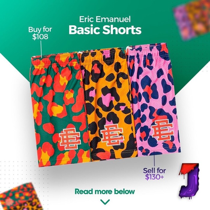 Eric Emanuel EE logo leopard shorts 3 colors