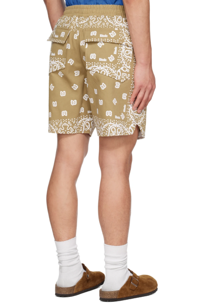 Vintage full print cashew flower cotton drawstring shorts 5 colors