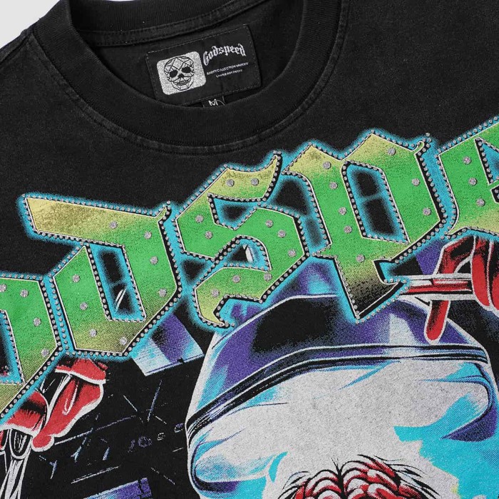 Horror Craniotomy Rhinestone Print Washed Tee 29106669