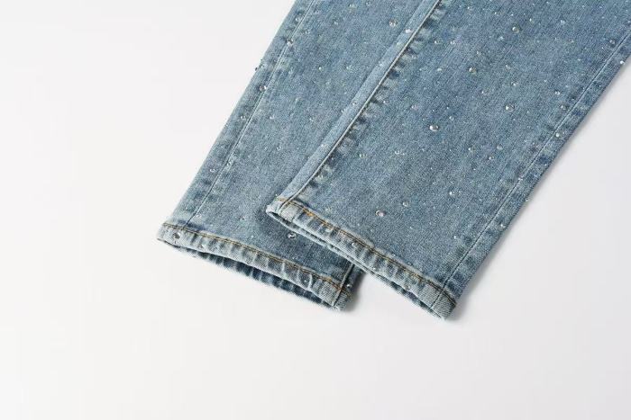 1:1 quality version Starry Sky Rhinestone Slim Fit Jeans 28963941