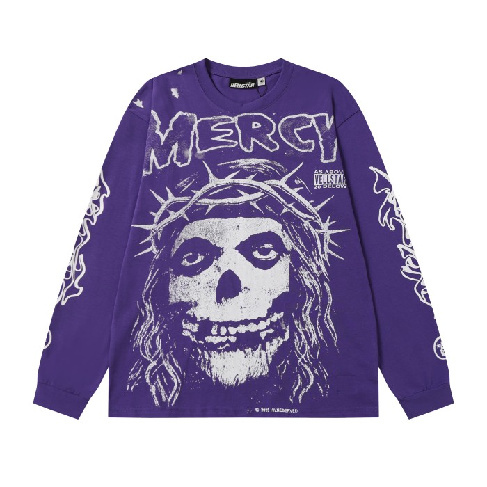 Thorn Flower Ring Saint Print Long Sleeve T-Shirt 2 colors 28704407