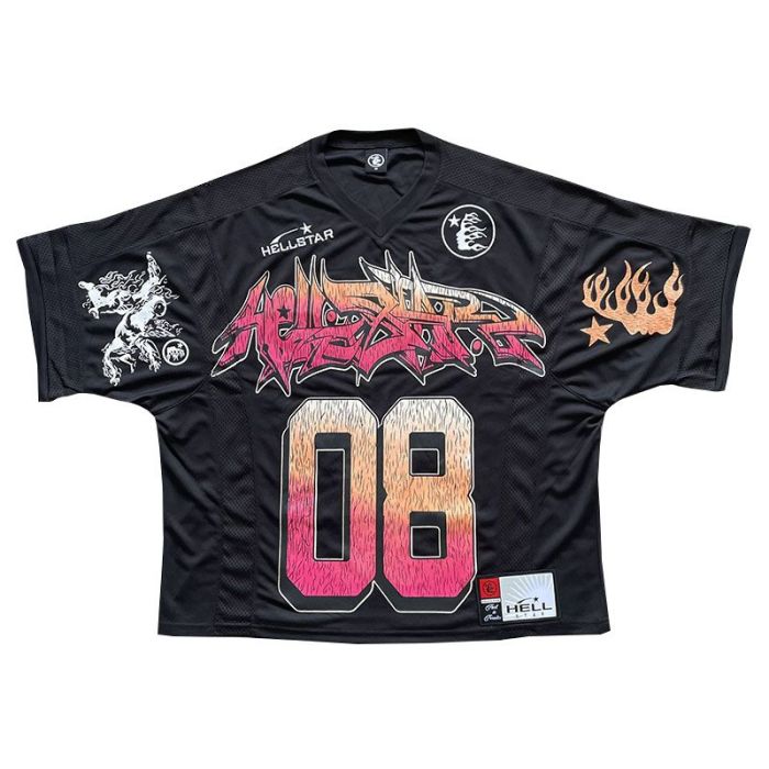 1:1 quality version Mesh Patchwork Short Sleeve Jersey T-Shirt