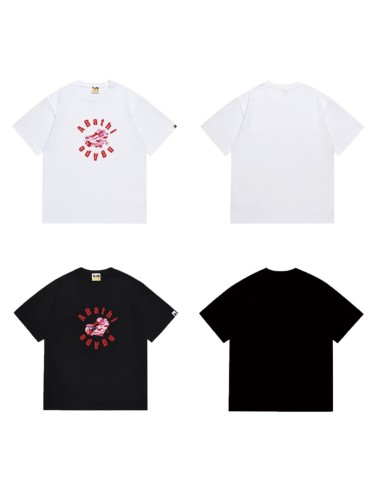 Arc-shaped letters surrounding a love heart camouflage print T-shirt 2 colors 29054209