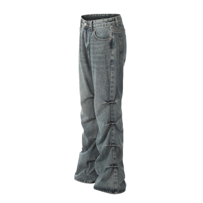 Side Frayed Micro Wide Leg Jeans