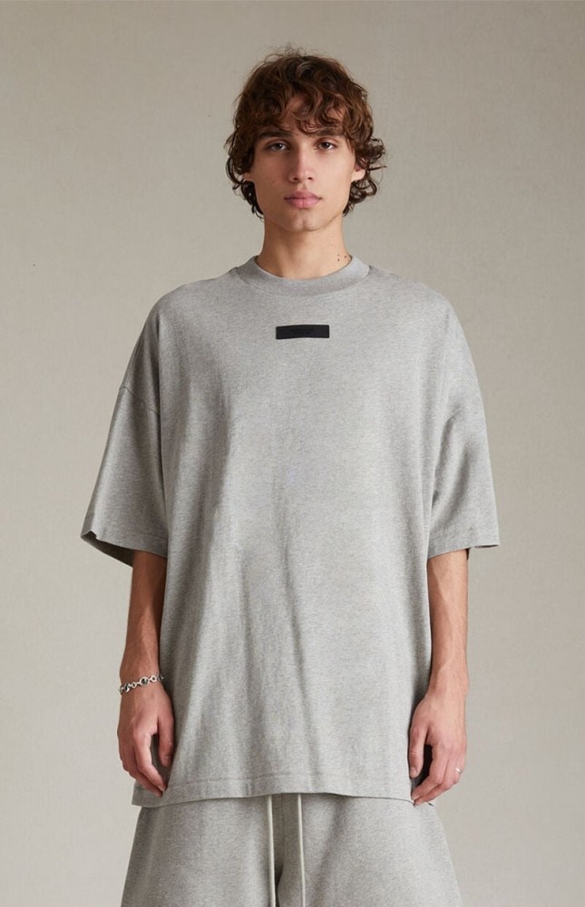 [buy more save more][Big & Tall for weights up to 220 lbs]1:1 quality version Three-dimensional rubber label letter LOGO Dark Heather Oatmeal Tee &  Shorts Set