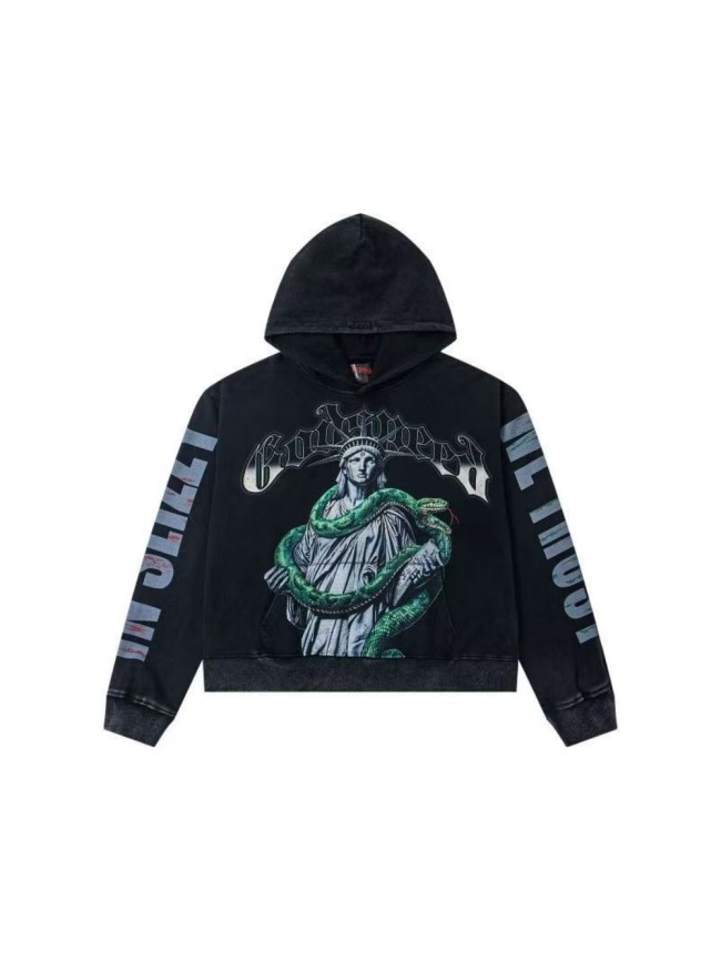 Python Goddess Statue Print Washed Hoodie 28716637