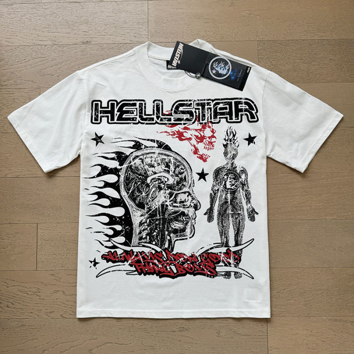 Standing Man Flame Brain Skull Print Tee 2 colors