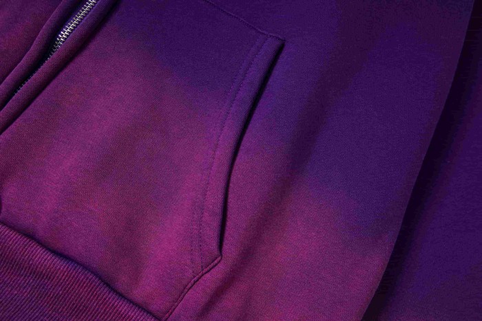 Dyed Purple Gradient Letter Print Zipper Hoodie & Pants Set 29035415
