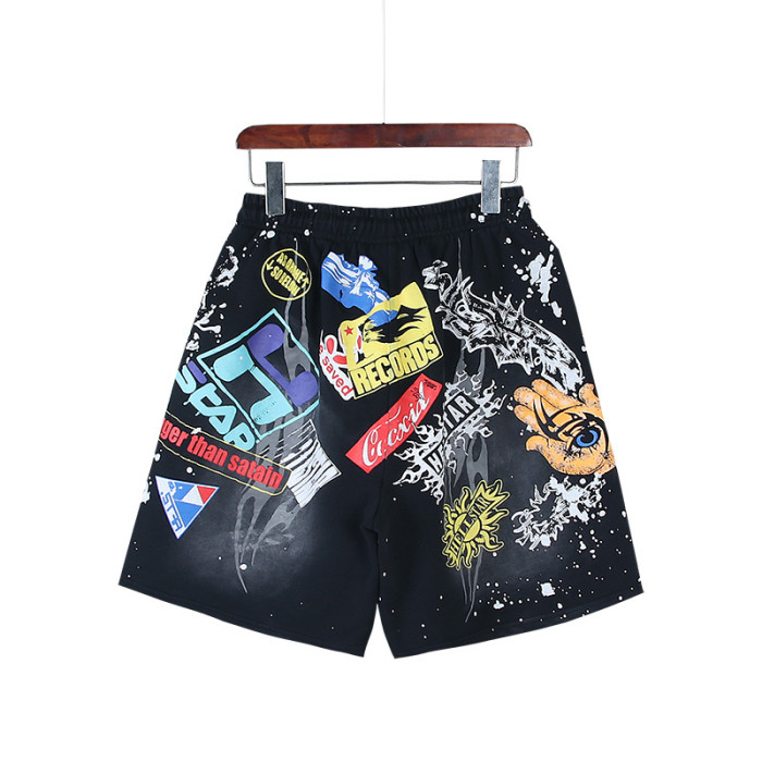 Trendy Graffiti Slogan Print Washed Shorts 29043463