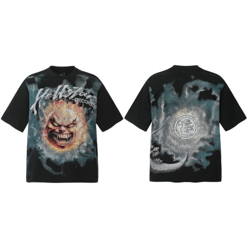 Cloudy Sun Demon Print Washed Tee 29092400