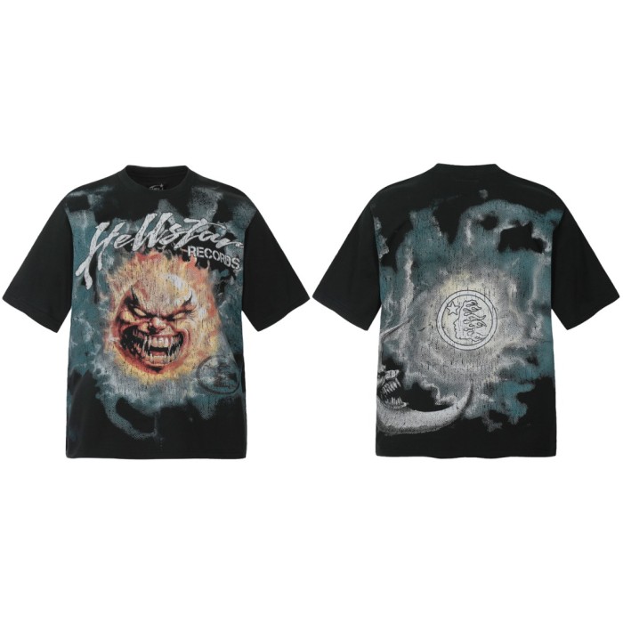 Cloudy Sun Demon Print Washed Tee 29092400
