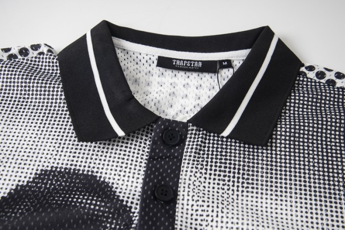 Oversized American Street Style Halftone Portrait Printed Polo Jersey T-Shirt 2 colors 29080780