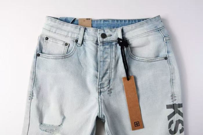 1:1 quality version One-sided Logo Print Tight Stitching Denim Shorts 29080453