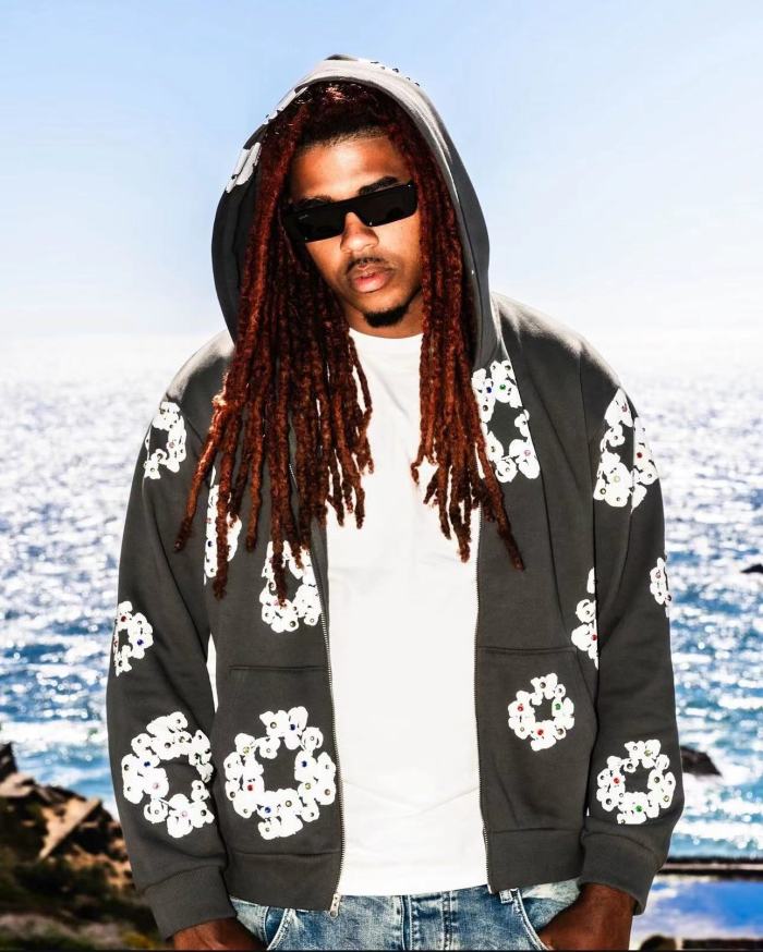 1:1 quality version Colorful Gemstone Kapok Zipper Hoodie & Sweatpants