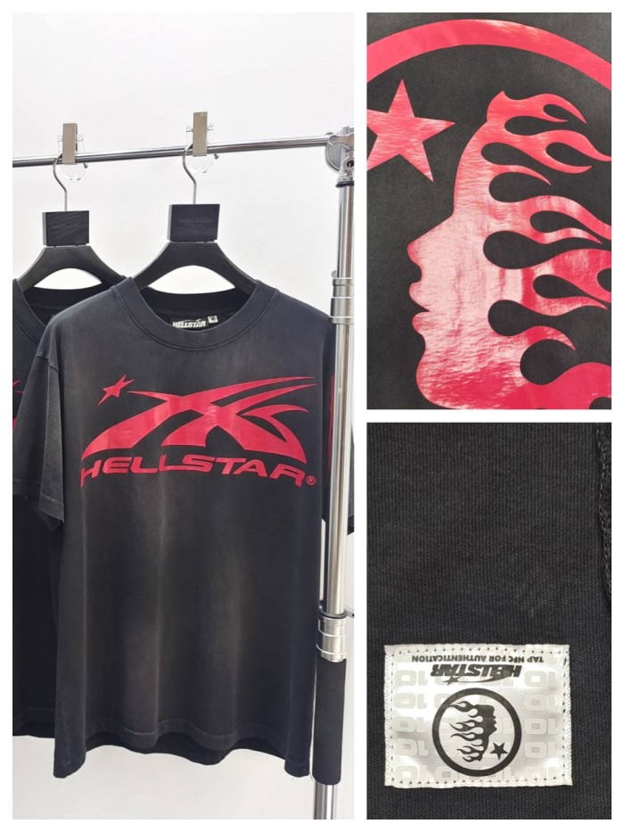 [Big & Tall for weights up to 260 lbs]1:1 quality version All Red Logo Washed version Tee with NFC tag