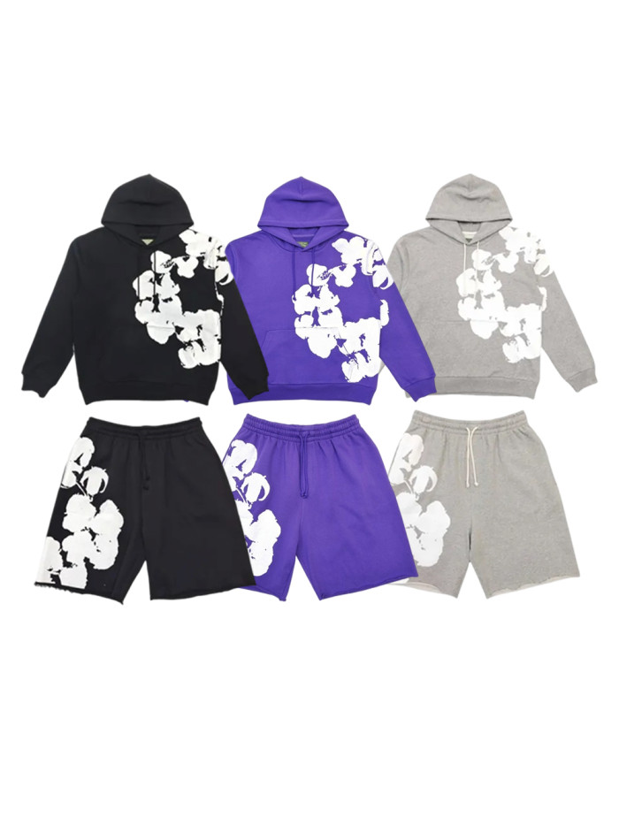 [buy more save more]1:1 quality version 28180463 Big Kapok Printed Hoodie & Shorts Set 3 colors