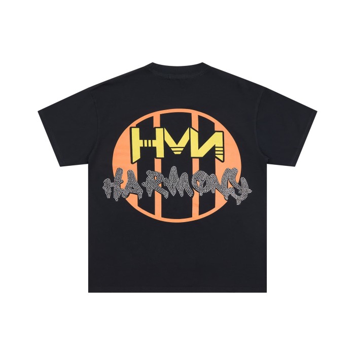 Pink And Yellow Contrast Color Harley Quinn Rhinestone Print Tee 29077649