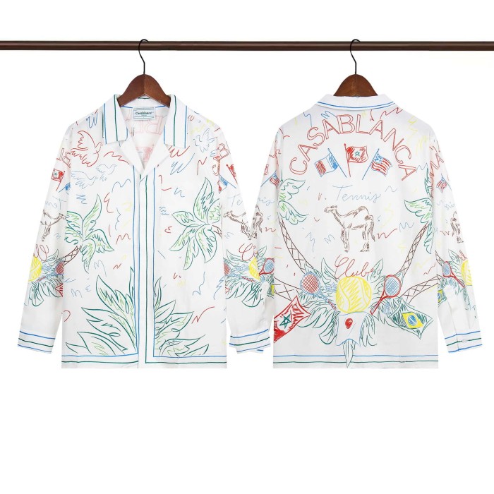 Oil Painting Texture Resort Style Printed Long Sleeve Shirt 41 colors 29105584