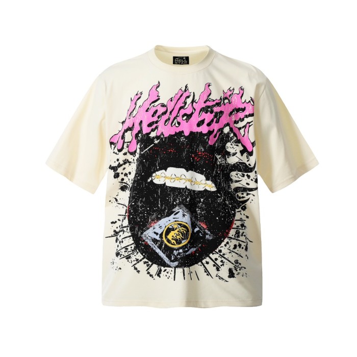 Gold Tooth Dark Flame Lip Print Washed Tee 29090182