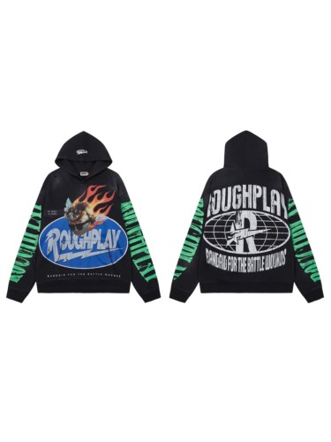 Direct Injection Rhinestone Washed Distressed Ripped Hoodie 29069022