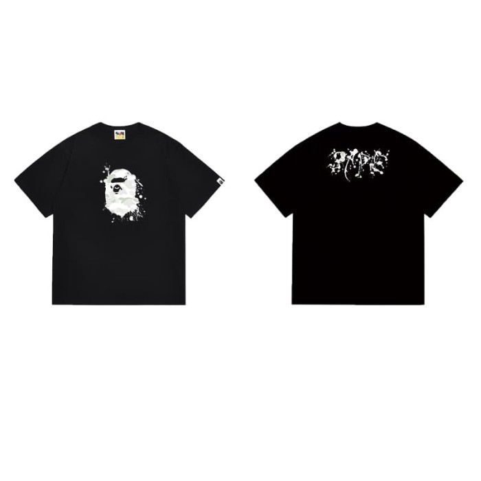 Ink-splashed primate head print T-shirt 2 colors 29062684
