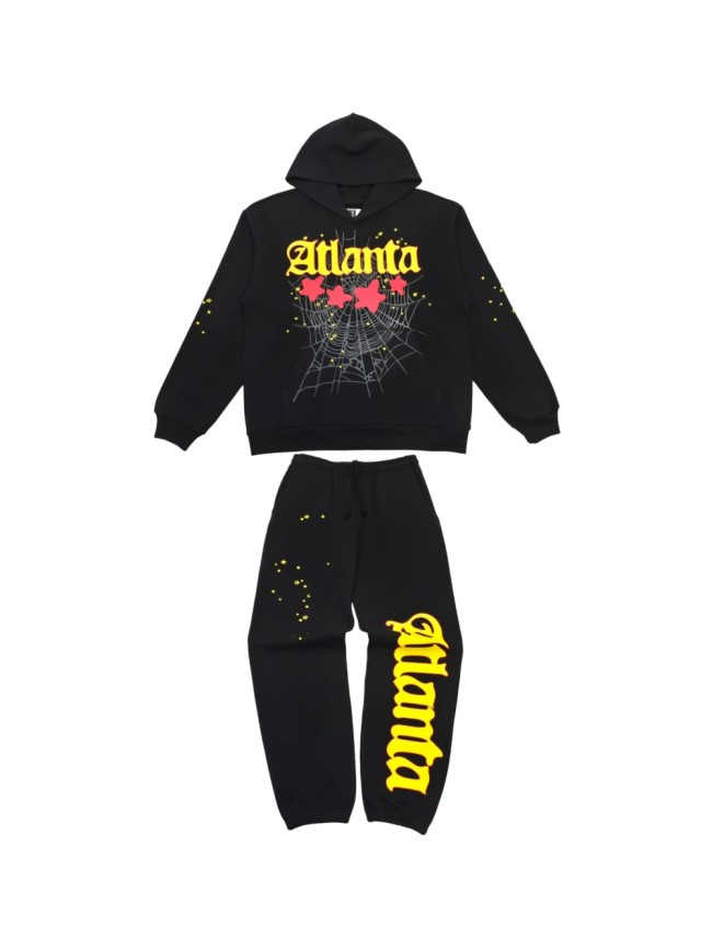 1:1 quality version Yellow lettered Atlanta print Hoodie & Pants Set 28480754