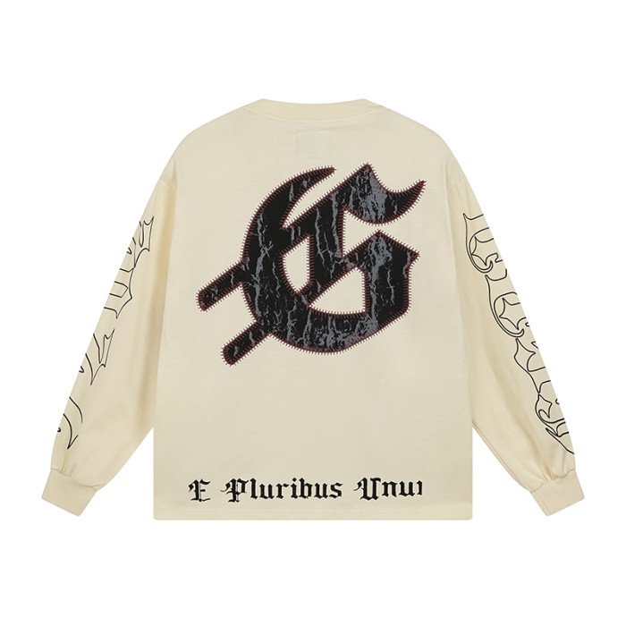 28389989 Baseball Player Skull Print Washed Version Long Sleeve T-Shirt 2 colors