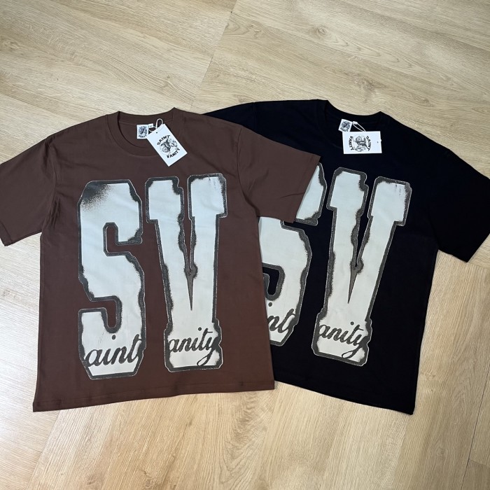Huge SV initials + handwritten cursive font at the bottom, heavyweight pure cotton T-shirt 29064409