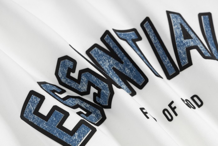 Washed denim blue curved letter white and black loose T-shirt 2 colors 29060619