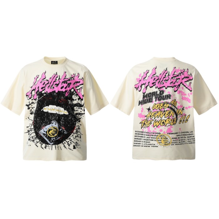 Gold Tooth Dark Flame Lip Print Washed Tee 29090182
