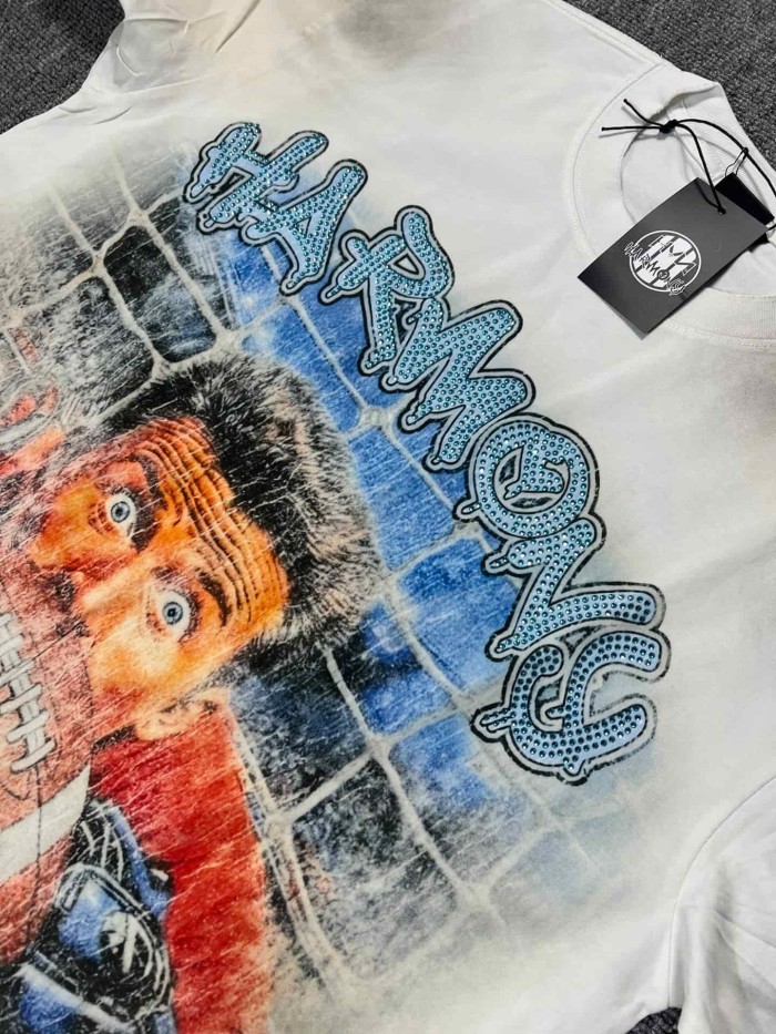 Football Goalkeeper Portrait Rhinestone Print Washed Tee 29077657