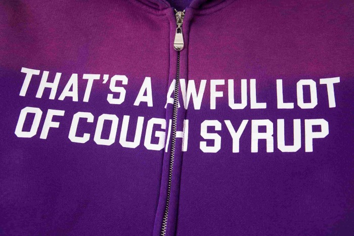 Dyed Purple Gradient Letter Print Zipper Hoodie & Pants Set 29035415