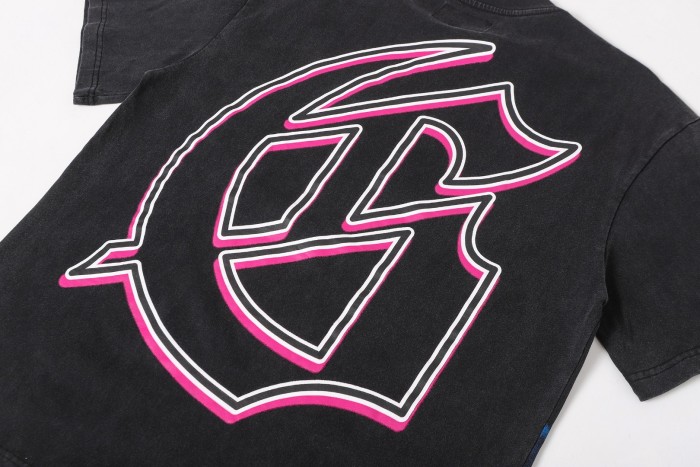 Vintage cyber alien civilization neon G logo vintage washed print T-shirt 29052459