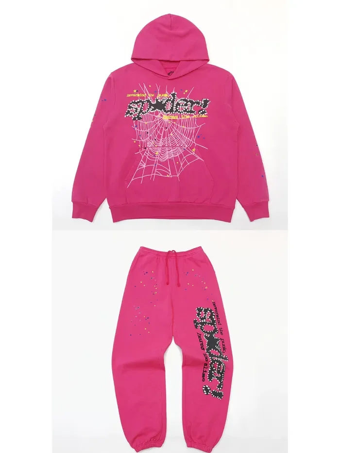 1:1 quality version Classic Rose Spider Web Hoodie & Pants Set