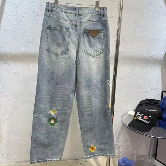 Floral Logo Embroidered Denim Jeans 28434006