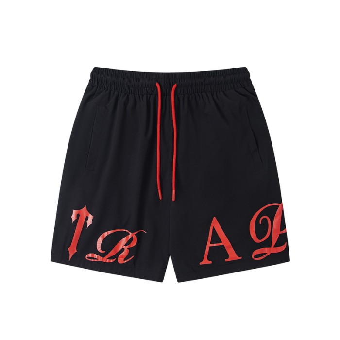 Unisex Loose Streetwear Colorful Gothic Letter Print & Drawstring Waist Shorts 3 colors 29077468