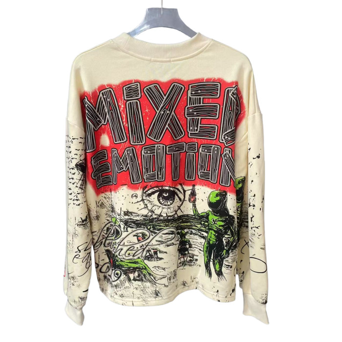 28367493 Full-print Alien Art Club Hand-painted Crew Neck Sweatshirt