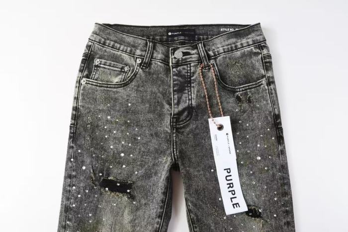 1:1 quality version Starry sky hot-fix gray and black washed ripped jeans 29032794