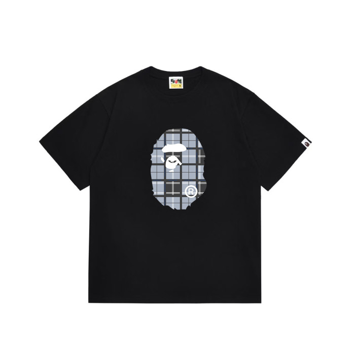 Ape Head Blue Grey Plaid Print T-shirt 2 colors 29053648