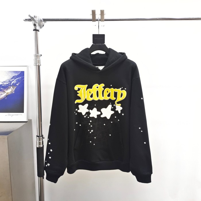 1:1 quality version Black JF Star Print Hoodie & Pants Set