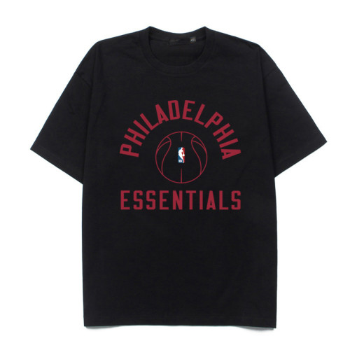 Philadelphia curved letter basketball silhouette black loose T-shirt 2 colors 29053653