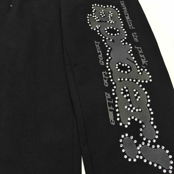 [Big & Tall for weights up to 220 lbs]1:1 quality version Black Letter With Rhinestone V2 Print Hoodie & Pants Set 28971641
