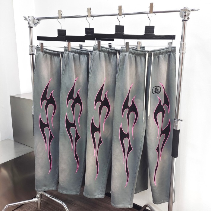 [Big & Tall for weights up to 260 lbs]1:1 quality version HS Future Fire Hoodie & Pink and Black Fire Pants Set with NFC tag