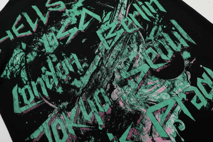 Pink & Green Graffiti UFO Print Washed Tee 29090173