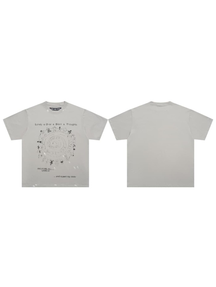 Spiral Figure Graffiti Splash Ink Print Washed Tee 29069144