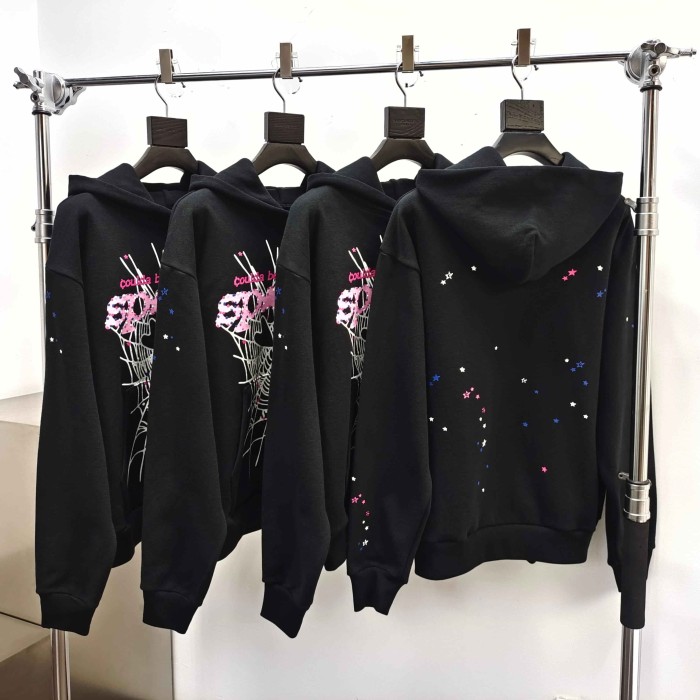 [Big & Tall for weights up to 220 lbs]1:1 quality version Pink Letters and White Mesh Black Print Hoodie & Pants Set 28971642