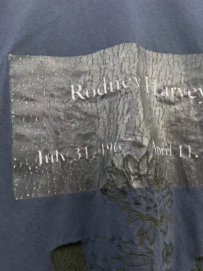 Commemorative Slogan Print Embroidered Washed Version Tee 28756298