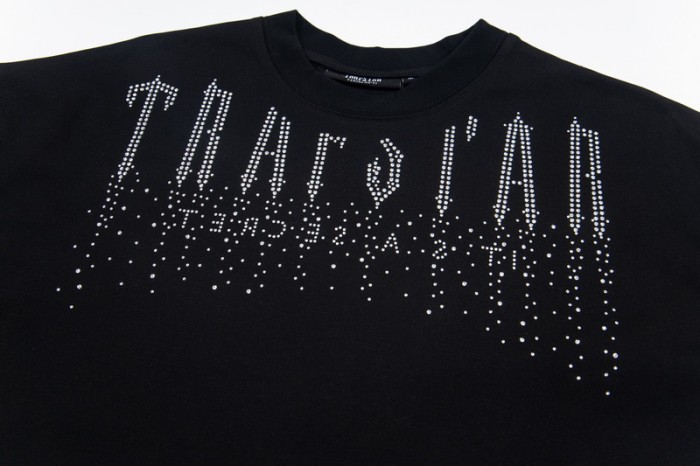 American Street Style Letter Rhinestone Rivet Beaded Short Sleeve T-shirt 2 colors 29077454