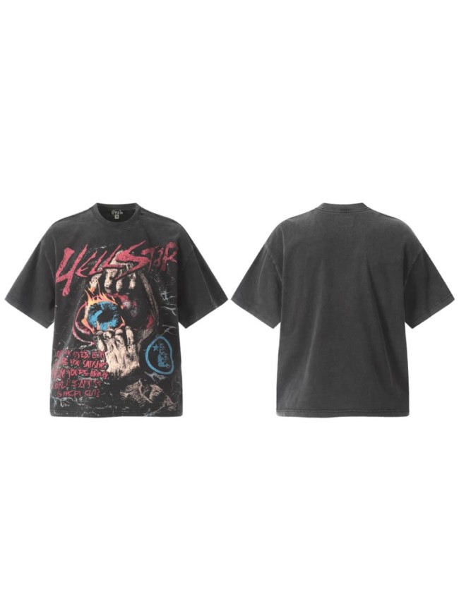 Flame All-Seeing Eye Print Washed Tee 29090190